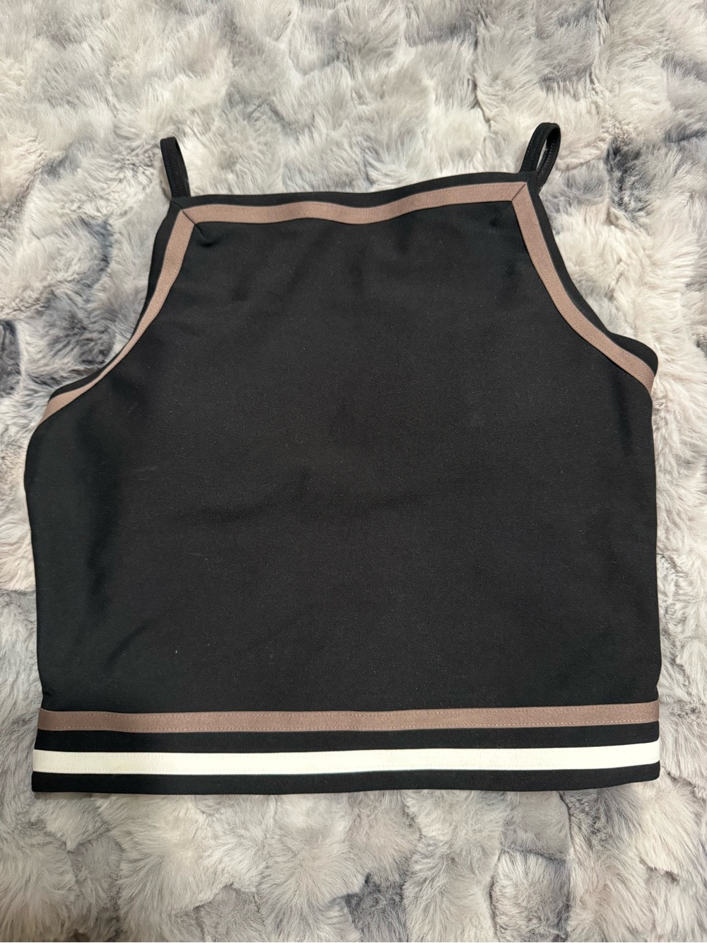 Abercrombie & Fitch Black Camisole with Brown Trim and Striped Hem